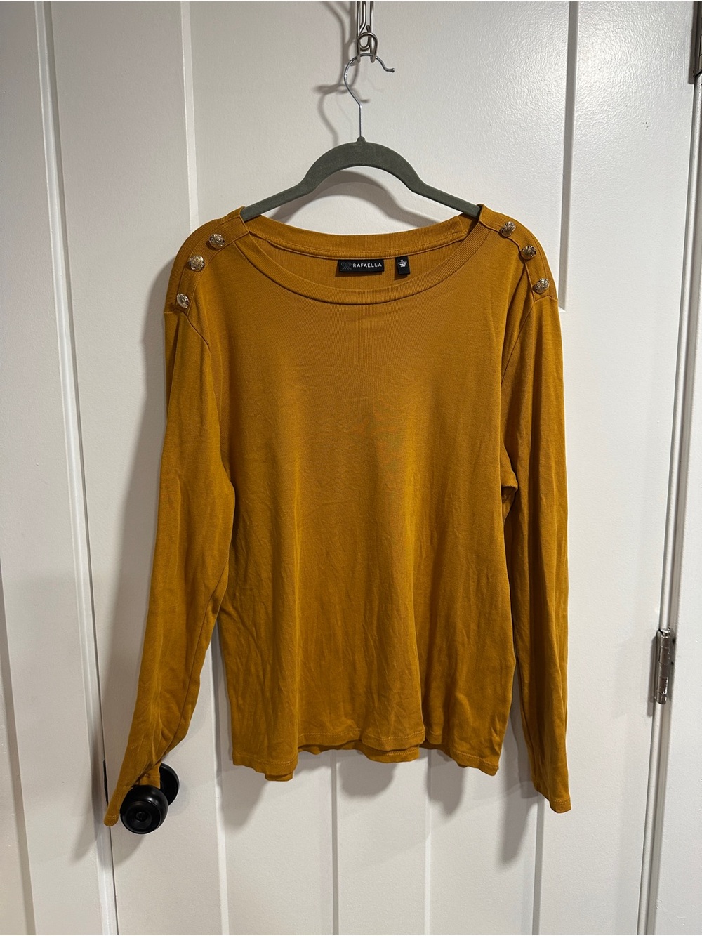 Rafaella Mustard Long Sleeve Button-Shoulder Top